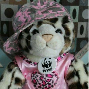 WWF Plush CHEETAH LEOPARD w/pink Outfit & Hat Gift 🎁
